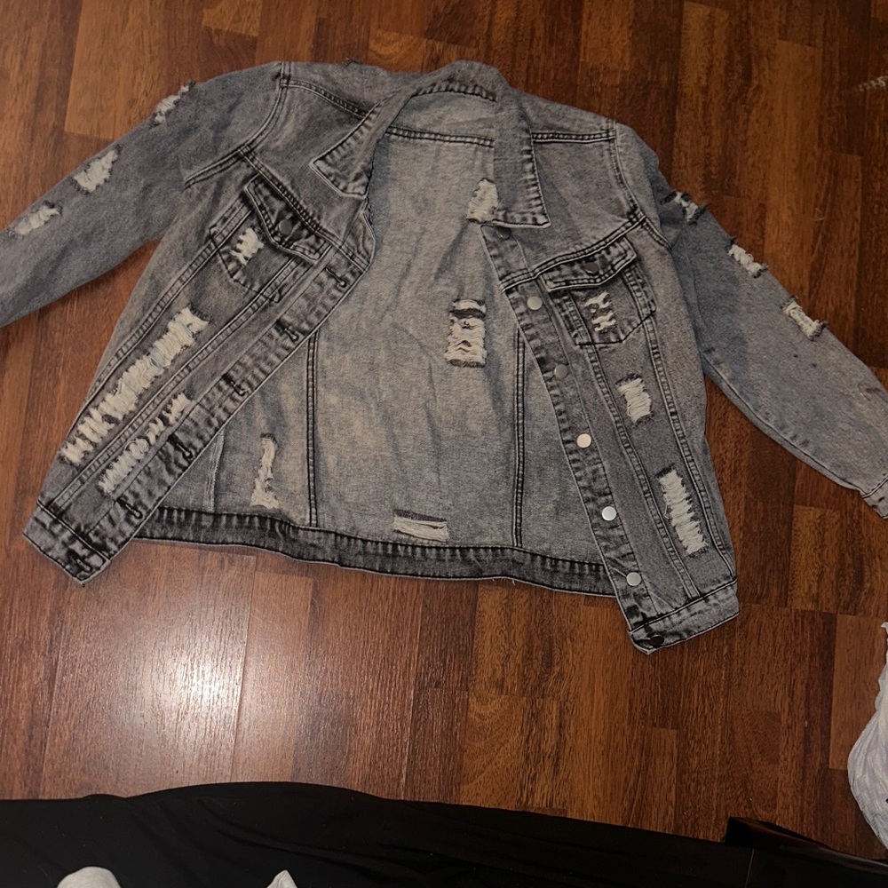 Distressed Gray Denim Jacket